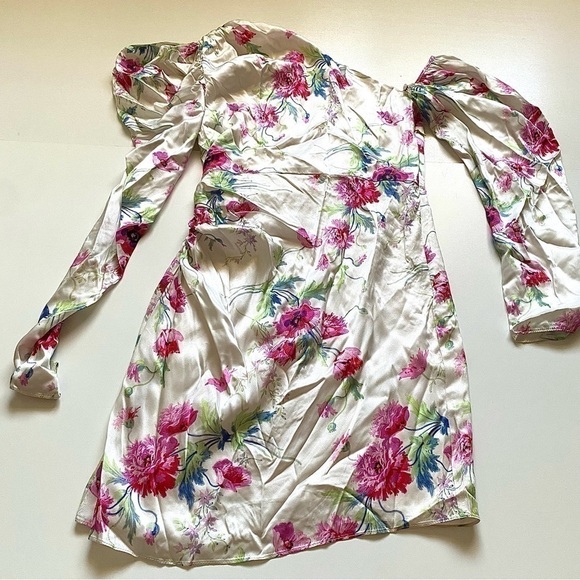 Les reveries 100% silk floral mini dress size 2 - Picture 5 of 13